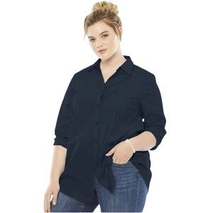 🆕 ROAMANS Deep Blue Casual Button Down Blouse Size 22W